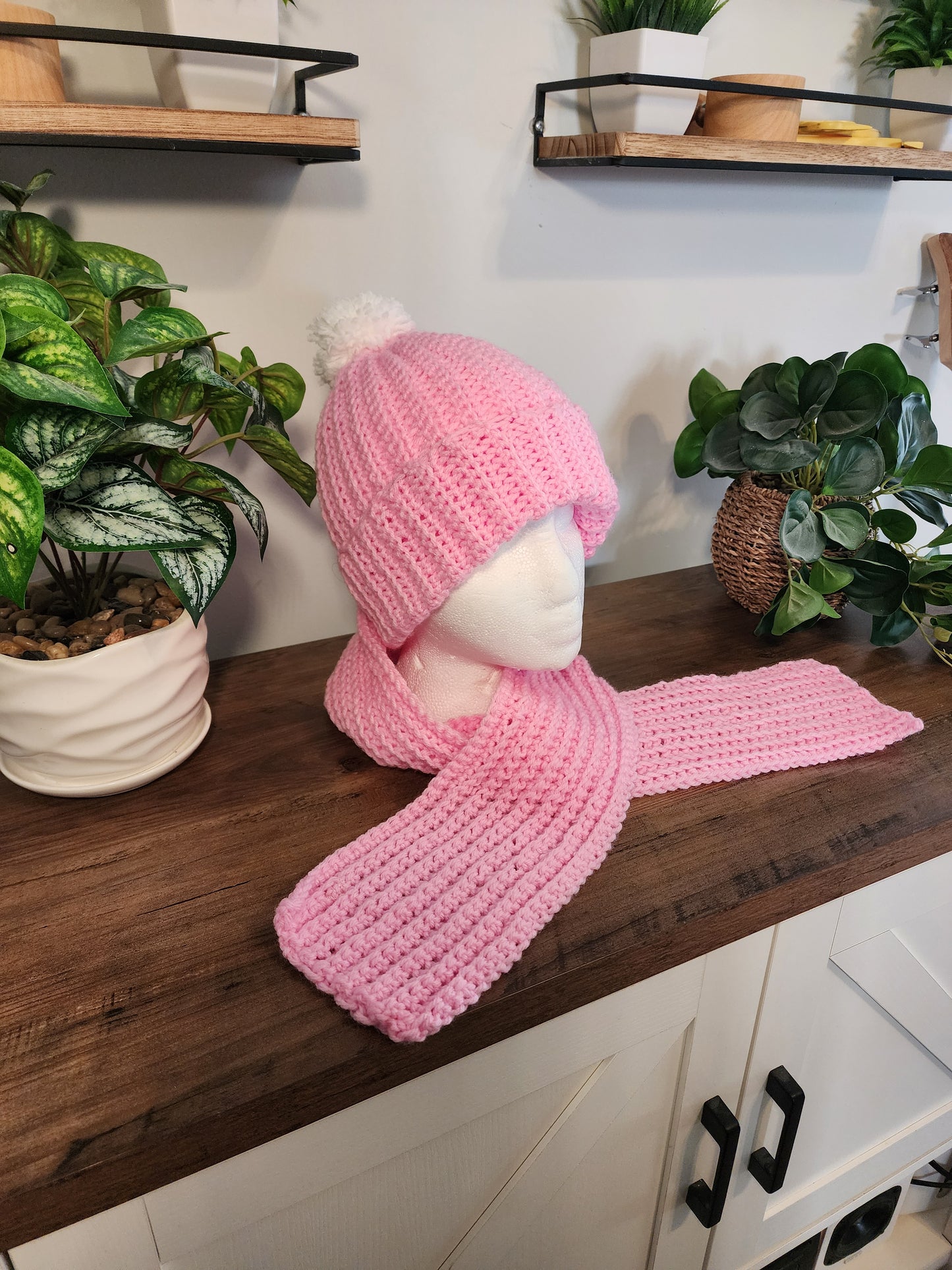 Crochet hat and scarf set