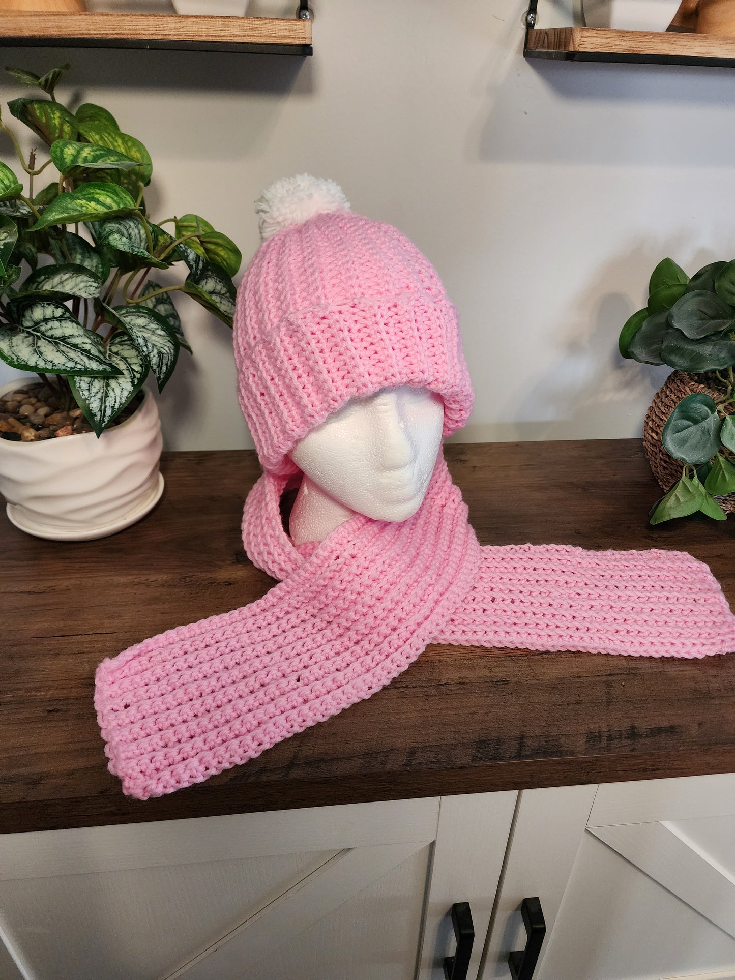 Crochet hat and scarf set