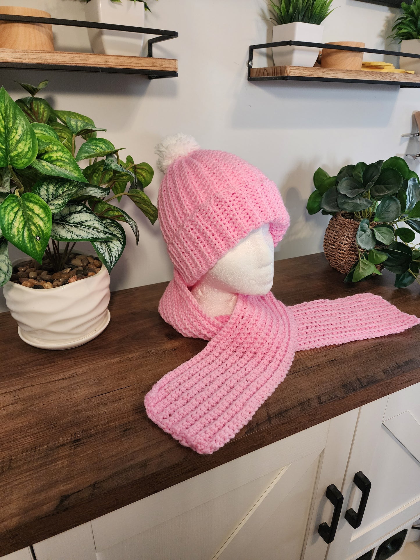 Crochet hat and scarf set