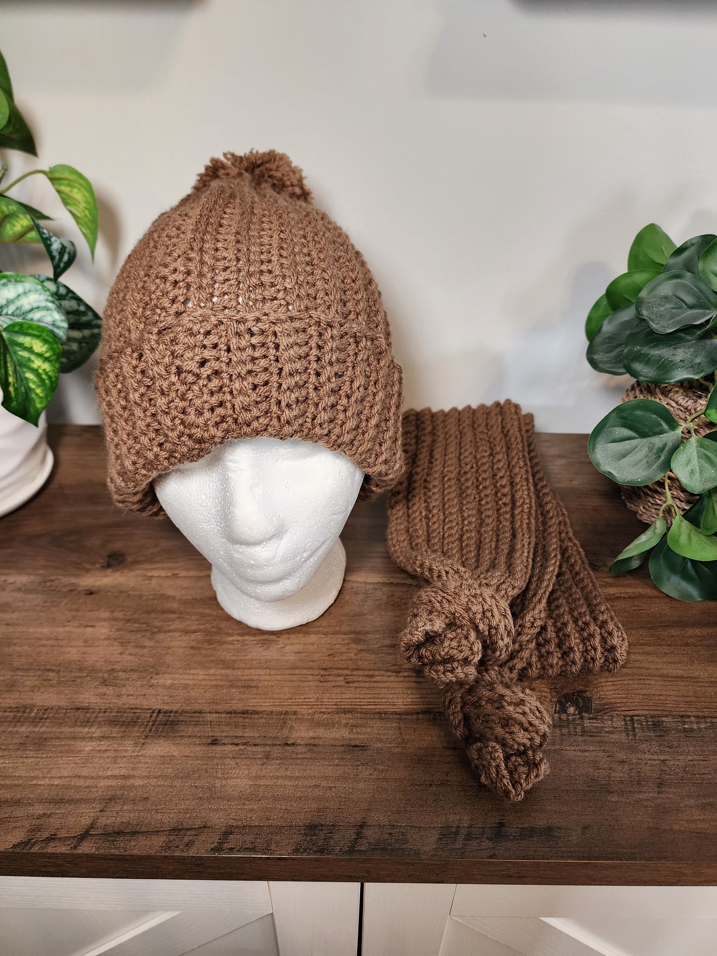 Crochet hat and scarf set