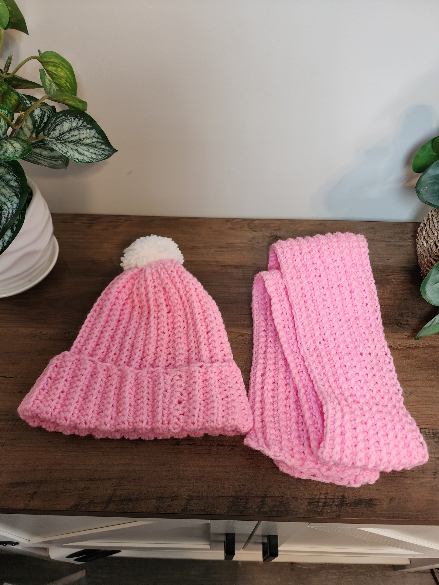 Crochet hat and scarf set